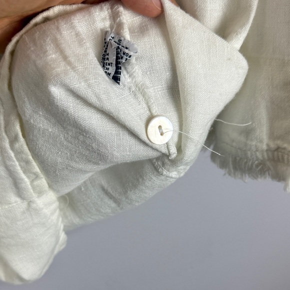 By JJ 100% Linen Stylish White Linen Blouse with Fringe Detail Size Large - Picture 9 of 13